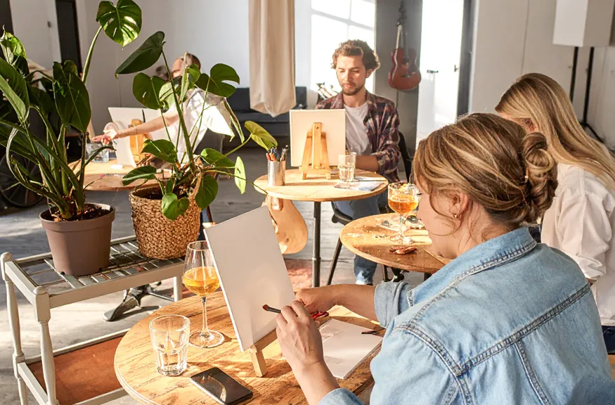 Drink & Paint mit Spachtelmasse Düsseldorf