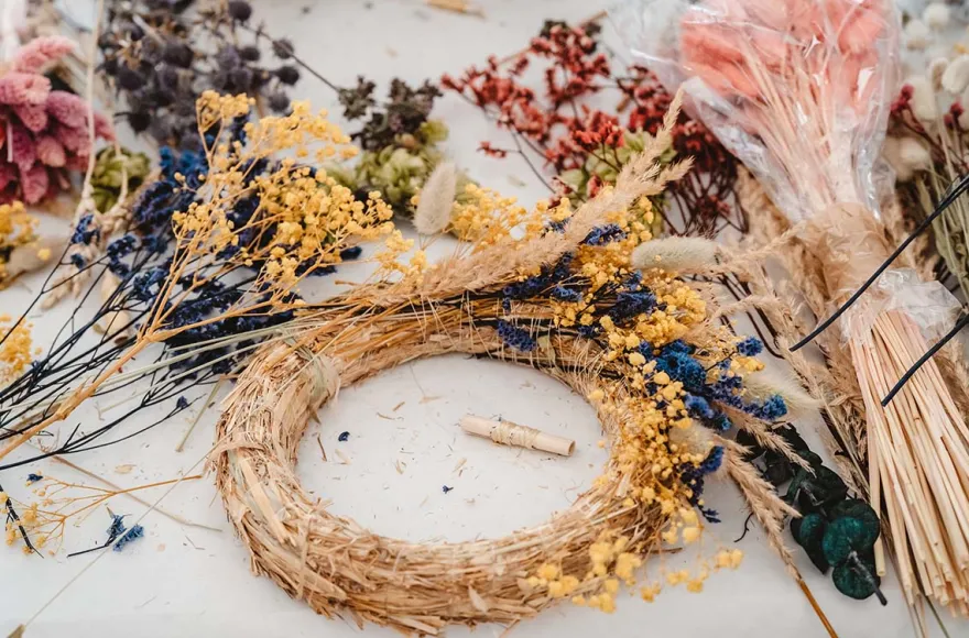 Trockenblumen Türkranz selber machen Pliening