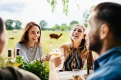 Weinprobe auf der Alpakaweide